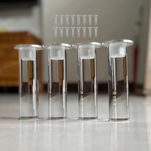 DGDHHSFJDJ Set mit 4 transparenten Möbelbeinen aus Acryl für Sofa, Beistelltisch, Couch, Schrank, höhenverstellbar von 10,2 bis 30,5 cm mit Schrauben von DGDHHSFJDJ