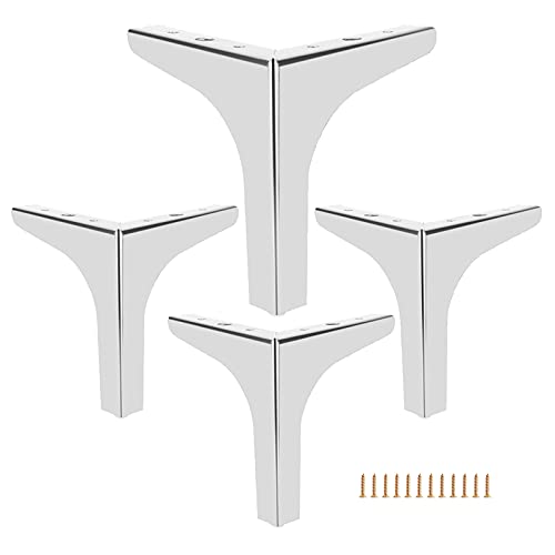 DGDHHSFJDJ Stück Tischbeine aus Metall, Moderne industrielle Stützbeine für Betten, Schreibtische, Couchtische, rutschfest und verschleißfest, 13 cm/5,1 Zoll Ersatzfüße, Silber-Finish von DGDHHSFJDJ