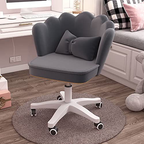 DGDHHSFJDJ Stühle, Schminkstuhl mit Rückenlehne, Niedliche Bürostühle Gepolsterter Schreibtischstuhl Drehsessel mit Rädern, Bequemer Computerstuhl/Blau/56 * 71-81Cm von DGDHHSFJDJ