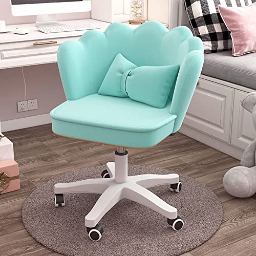DGDHHSFJDJ Stühle, Schminkstuhl mit Rückenlehne, Niedliche Bürostühle Gepolsterter Schreibtischstuhl Drehsessel mit Rädern, Bequemer Computerstuhl/Blau/56 * 71-81Cm von DGDHHSFJDJ