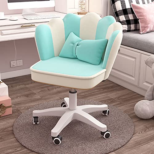 DGDHHSFJDJ Stühle, Schminkstuhl mit Rückenlehne, Niedliche Bürostühle Gepolsterter Schreibtischstuhl Drehsessel mit Rädern, Bequemer Computerstuhl/Blau/56 * 71-81Cm von DGDHHSFJDJ