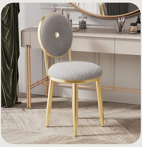 DGDHHSFJDJ Tabouret de coiffeuse Rond Moderne Avec dossier Tabouret Ottoman rembourré en Cachemire d'agneau Pour coiffeuse Pied en métal doré Repose-Pieds en éponge Idéal Pour le Salon et la Chambre von DGDHHSFJDJ