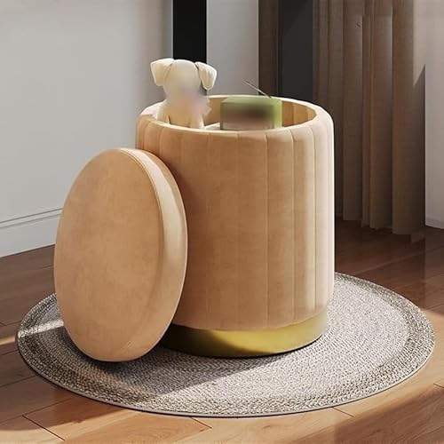 DGDHHSFJDJ Tabouret de coiffeuse Rond rembourré en Velours Avec Bande plaquée or, Pouf Glamour Jaune Pour Salon, Chambre à Coucher, Salle de maquillage von DGDHHSFJDJ