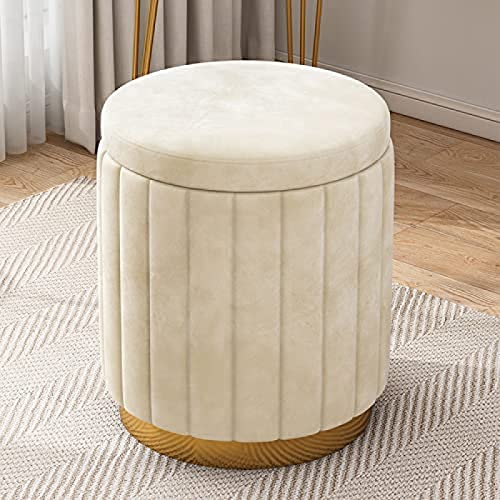 DGDHHSFJDJ Tabouret de maquillage - Rangement Rond de Grande capacité Avec Base dorée - Chaise de coiffeuse rembourrée Avec Repose-Pieds moelleux - Parfait Pour un Rangement supplémentaire von DGDHHSFJDJ