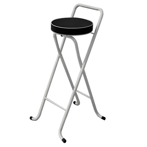 DGDHHSFJDJ Tragbarer, gepolsterter, zusammenklappbarer Barhocker mit Rückenlehne in Schwarz – Hochstuhl für Erwachsene, Küchen und Gärten, langlebiges Design, Sitzhöhe 81 cm von DGDHHSFJDJ