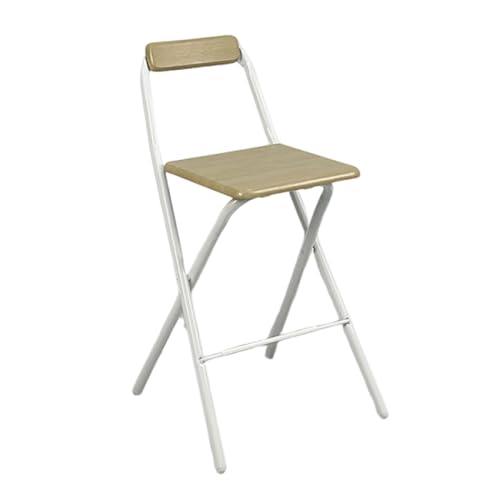 DGDHHSFJDJ Tragbarer, zusammenklappbarer Barhocker aus silbernem Rohrholz mit Rückenlehne und Fußstütze – für Campingläden im Freien, Sitzhöhe 60 cm von DGDHHSFJDJ