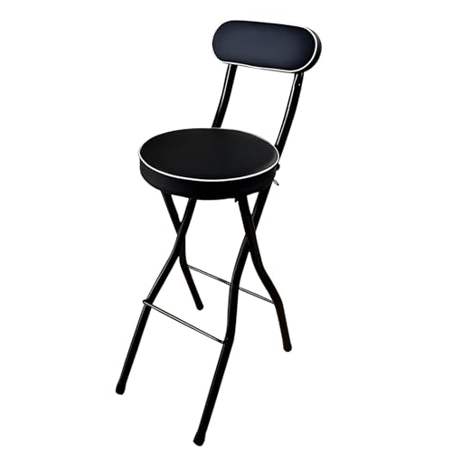 DGDHHSFJDJ Tragbarer, zusammenklappbarer Barhocker mit Rückenlehne und weichem Kissen, Tragkraft 150 kg, ideal für Küche, Büro, Arbeitszimmer, Schwarz DGDHHSFJDJ Tragbarer, zusammenklappbarer Barhocker mit Rückenlehne und weichem Kissen, Tragkraft 150 kg, ideal für Küche, Büro, Arbeitszimmer, Schwarz von DGDHHSFJDJ