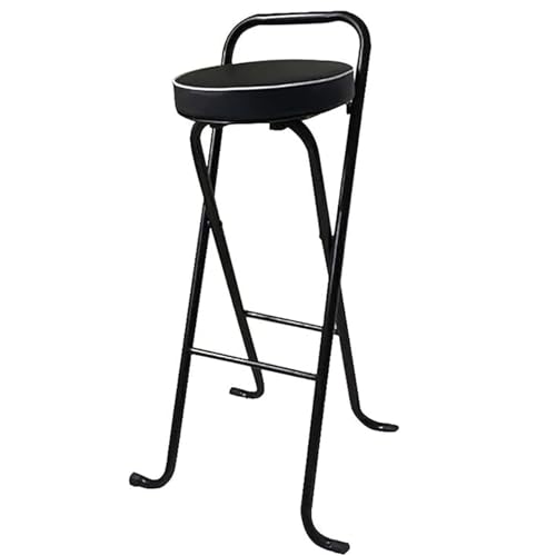 DGDHHSFJDJ Tragbarer, zusammenklappbarer Barhocker mit weißem Rahmen und Lederkissen – Barhocker für den Innenbereich für Küchen, Sitzhöhe 75 cm von DGDHHSFJDJ