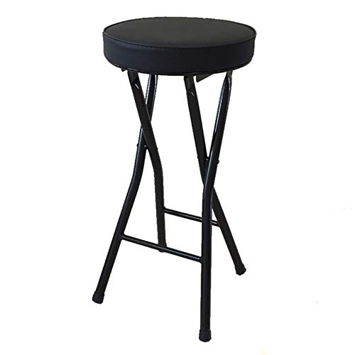 DGDHHSFJDJ Tragbarer Klapphocker mit Lederpolstersitz, Metallrahmen, Bar für Küche, Freizeitraum, Loungesessel, hohe Belastbarkeit (300 Pfund), 19/24 Zoll Höhe, fußbetrieben, faltbar von DGDHHSFJDJ