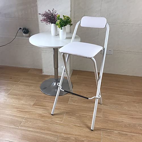 DGDHHSFJDJ Tragbarer Klapphocker mit weißem Metallrahmen – Gepolstert mit Rückenlehne für Küche, Bars und Restaurants, Sitzhöhe 75 cm DGDHHSFJDJ Tragbarer Klapphocker mit weißem Metallrahmen – Gepolstert mit Rückenlehne für Küche, Bars und Restaurants, Sitzhöhe 75 cm von DGDHHSFJDJ
