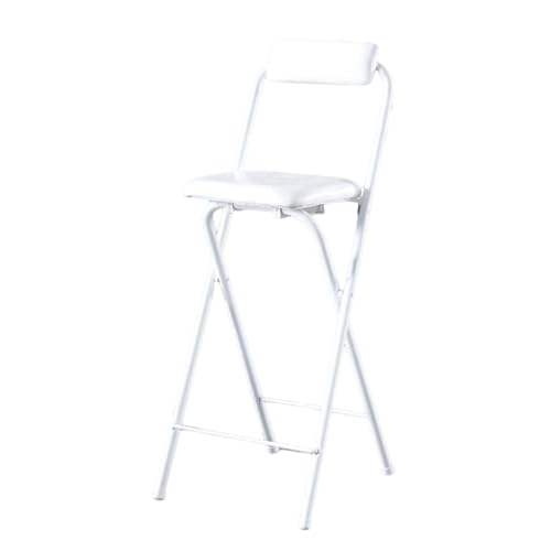 DGDHHSFJDJ Weißer, gepolsterter, klappbarer Barhocker mit Rückenlehne aus PU-Leder – Hoher, tragbarer Stuhl für Küchen, Geschäfte und Partys, Sitzhöhe im Gitarrendesign: 55 cm von DGDHHSFJDJ