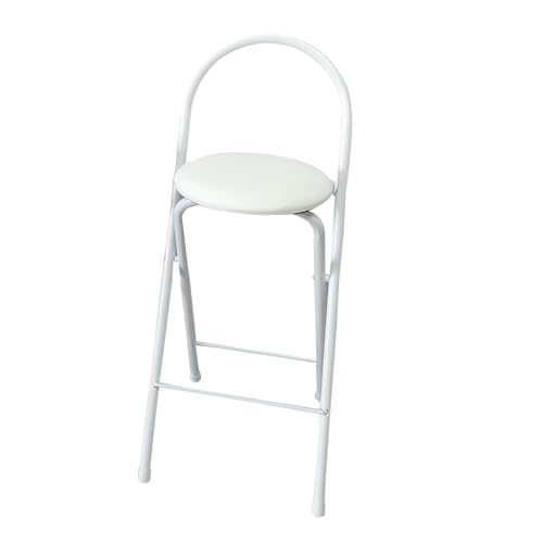 DGDHHSFJDJ Weißer, runder, klappbarer Barhocker mit gepolsterter Sitzfläche – für Küchen, Balkone und Gärten, Tragkraft 100 kg, Höhe 55 cm von DGDHHSFJDJ