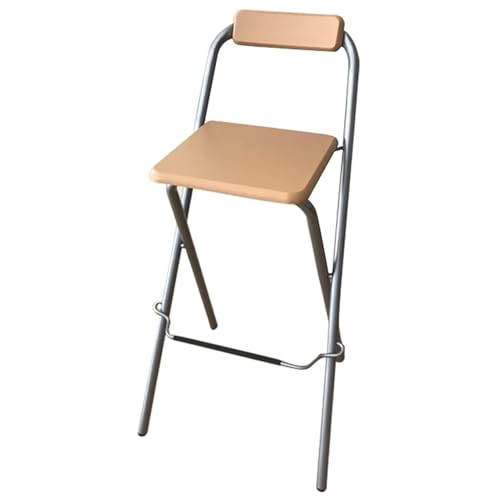DGDHHSFJDJ Weißer klappbarer Barhocker aus Holz mit Rückenlehne – 76 cm hoher Stuhl, Metall-Thekenhocker für Camping und Küche, Robustes Design von DGDHHSFJDJ