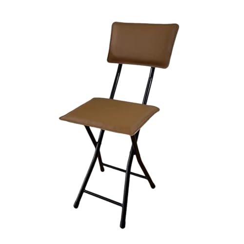 DGDHHSFJDJ Weißer quadratischer klappbarer Barhocker mit Rückenlehne aus PU-Leder, Tragkraft 125 kg, für Garten und Küche, Sitzhöhe 45 cm, Braun von DGDHHSFJDJ