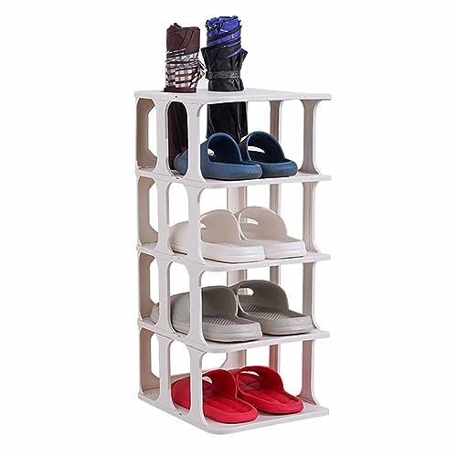DGDHHSFJDJ Weißer stapelbarer Schuhschrank, schmales mehrschichtiges Regal mit herausnehmbaren Regalböden. Platzsparende Aufbewahrung im Eingangsbereich von DGDHHSFJDJ