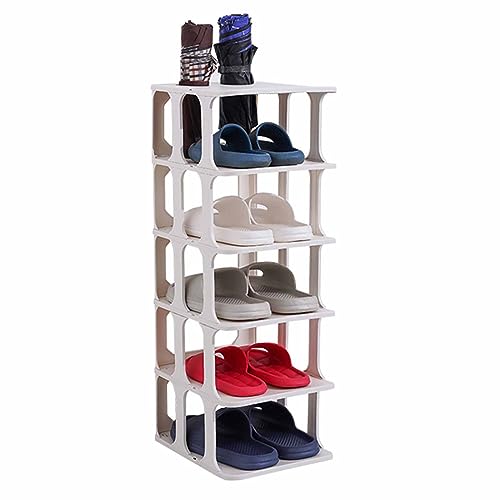 DGDHHSFJDJ Weißer stapelbarer Schuhschrank, schmales mehrschichtiges Regal mit herausnehmbaren Regalböden. Platzsparende Fluraufbewahrung für Eingangsbereiche von DGDHHSFJDJ