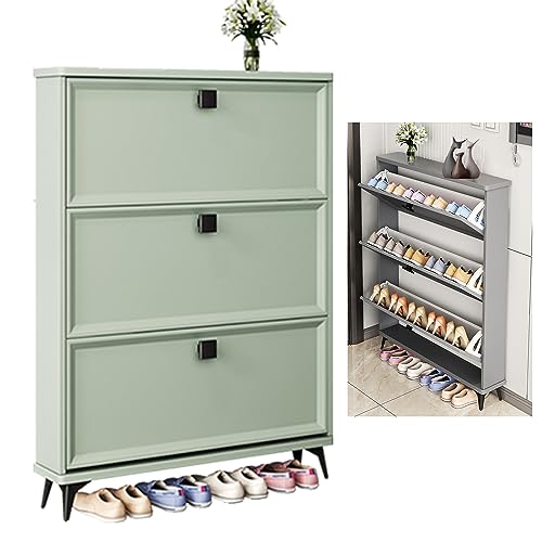 Eleganter grüner Schuhschrank aus Holz für den Eingangsbereich. Kompaktes Design, versteckter Stauraum, freistehende Lösung für die Einrichtung zu Hause. Stilvolles Schuhregal für den Eingan Eleganter grüner Schuhschrank aus Holz für den Eingangsbereich. Kompaktes Design, versteckter Stauraum, freistehende Lösung für die Einrichtung zu Hause. Stilvolles Schuhregal für den Eingan von DGDHHSFJDJ