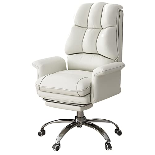 Ergonomic High Back PU Leather Office Computer Desk Chair with Adjustable Reclining Swivel Footrest and Game Function White von DGDHHSFJDJ