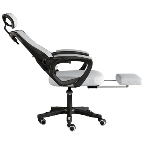 Ergonomischer Bürostuhl aus Netzgewebe, verstellbare Kopfstütze und Fußstütze mit 360°-Drehung, verstellbare Rückenlehne (90°-145°) für das Homeoffice, atmungsaktiver Chefschreibtischstuhl m von DGDHHSFJDJ