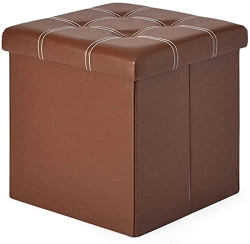 Faltbare Ottoman-Aufbewahrungsbox mit Fußstütze – Gepolsterter Fußhocker mit Deckel, quadratisches Design für Wohnzimmer und Flur. Stilvoller brauner Fußstützenstuhl für Komfort und Platzers von DGDHHSFJDJ