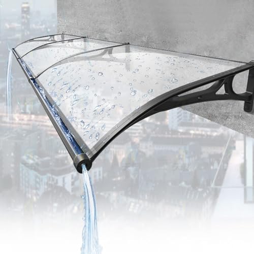 Markise für Veranda im Freien – Gebogene Terrassenmarkise für Türen und Fenster, Regenschutz aus Polycarbonat, UV-Schutz, wetterbeständiger Dachschutz, 160 cm lang von DGDHHSFJDJ