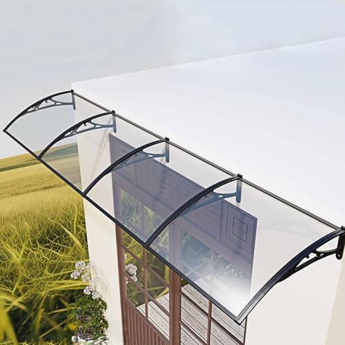 Moderne Polycarbonat-Markise für Tür und Fenster, Regen-, Schnee- und Sonnenschutz, Vordach für die Vorder-/Hinterveranda im Freien, langlebiger Wetterschutz 100 x 200 cm von DGDHHSFJDJ