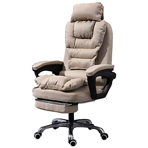 Moderner Chefsessel mit Drehfunktion aus Stoff, mit Liegefunktion, Neigung um 155° verstellbar, abnehmbare Kopfstütze, Rückenlehne, Stauraumdesign, Fußstütze, bequemer Bürostuhl für vollkomm von DGDHHSFJDJ