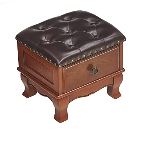 Moderner gepolsterter Fußhocker mit Stauraum – Stilvoller Frisiertisch und Sofahocker aus Gummibaumholz, dekorativ, 30 x 30 x 35 cm, perfekt für Aufbewahrungslösungen im Wohnzimmer und Schla von DGDHHSFJDJ