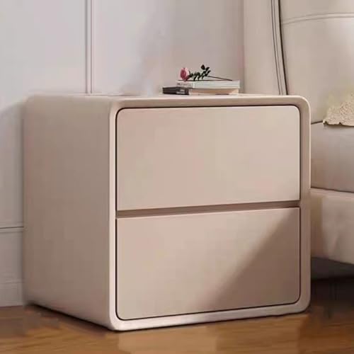 Nachttisch aus Holz mit 2 Schubladen, großer Kapazität, Nachttisch in grauem und weißem Lederfinish, Keine Montage erforderlich von DGDHHSFJDJ