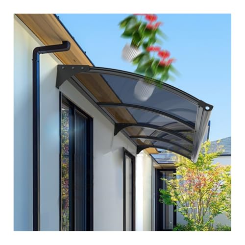 Premium-Markise aus Polycarbonat für Fenster, 2,5 mm UV-Schutz, skalierbares Vordach für Veranda, Terrasse und Patio, Sonnenschutz im Freien mit LSF 50+, Türmarkise 120 x 130 cm von DGDHHSFJDJ