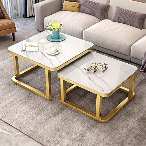 Satztisch-Couchtisch, 2er-Set – stapelbare Beistelltische mit Marmoreffekt, Platte aus gehärtetem Glas, moderne Beistelltische für das Wohnzimmer, stilvoller Metallrahmen, platzsparendes Des Satztisch-Couchtisch, 2er-Set – stapelbare Beistelltische mit Marmoreffekt, Platte aus gehärtetem Glas, moderne Beistelltische für das Wohnzimmer, stilvoller Metallrahmen, platzsparendes Des von DGDHHSFJDJ