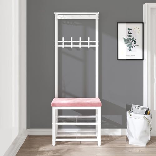 Schuhschrank, Schränke, Flur, schmaler Schrank, Schränke, Flure, Slimline, Industriegarderobe mit Schuhaufbewahrungsbank, freistehender Flurbaum, Eingangseinheit mit Haken und Regal für nize von DGDHHSFJDJ