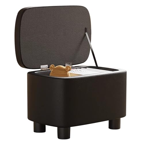Stilvoller Fußhocker aus Leder für Wohnzimmer und Schlafzimmer – vielseitiger Frisiertischhocker mit Stauraum, Sitzpouf, Ottomane, Bank, 40 x 28 x 25 cm, perfekter Schminkstuhl und Fußstütze von DGDHHSFJDJ