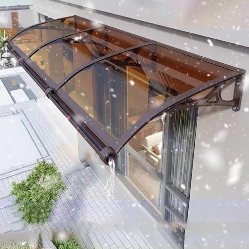 Türvordach für den Außenbereich – Terrassenüberdachung aus Polycarbonat für Fenster und Türen, UV- und Regenschutz, Aluminiumhalterung, Braun, 100 x 200 cm von DGDHHSFJDJ