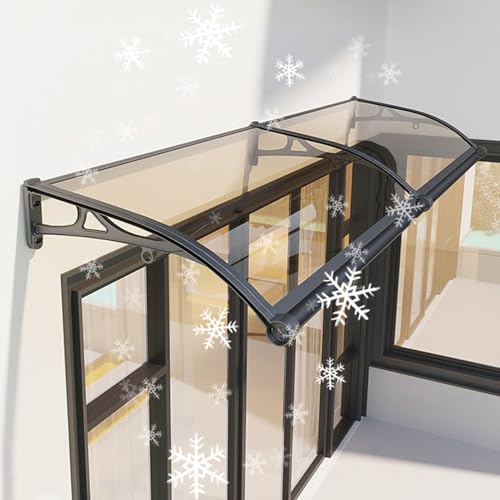 Türvordach für den Außenbereich – Terrassenüberdachung aus Polycarbonat für Fenster und Türen, UV- und Regenschutz, Aluminiumhalterung, Braun, 100 x 300 cm von DGDHHSFJDJ