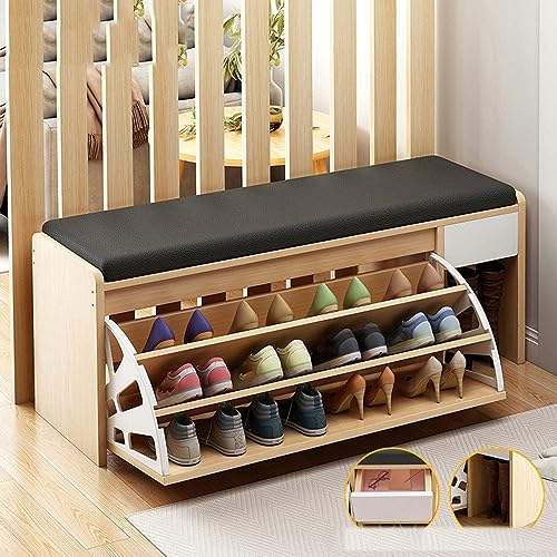 Weißer Schuhschrank für den Eingangsbereich mit Ablagefach oben, freistehender Schuhschrank aus Holz mit versteckter Schublade und offenen Regalen für Flur, Wohnzimmer, Wohnungsaufbewahrung Weißer Schuhschrank für den Eingangsbereich mit Ablagefach oben, freistehender Schuhschrank aus Holz mit versteckter Schublade und offenen Regalen für Flur, Wohnzimmer, Wohnungsaufbewahrung von DGDHHSFJDJ
