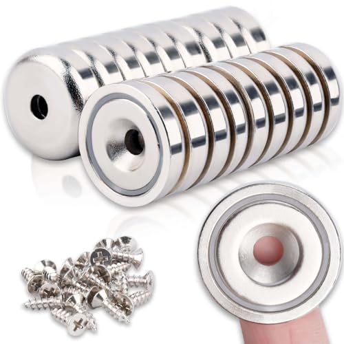 18 Stück Starke Magnete mit Loch, 28Kg+ Zugkraft 25mm Große Neodym Magnete Extra Stark, Rund Magnete Stark zum Anschrauben, Runder Magnet zur Befestigung und zum Halten Von Werkzeugen von DGDUBRB