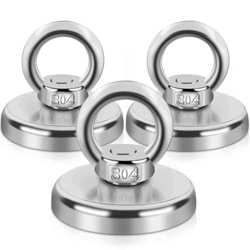 3 Stück Neodym Magnete, 1.65inch Magnete Stark Magnetfischen mit Griff, Extra Starke Magnete, Supe Magneten Starker Halt zum Apportieren Beim Fluss-Schatzsuche und Magnetfischen von DGDUBRB