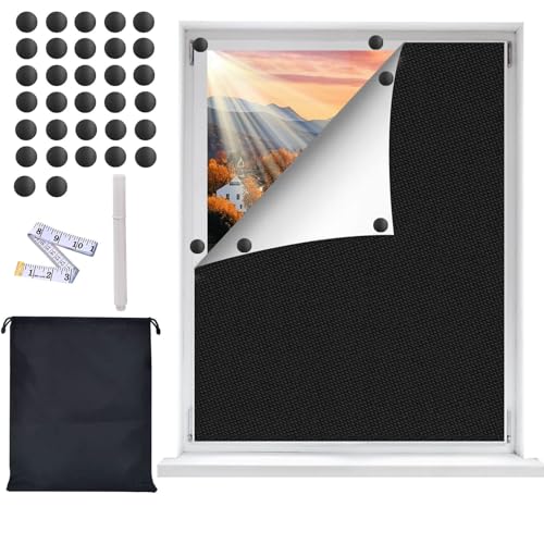 Magnetisch Verdunklungsrollo, 200 x 145 cm Rollos für Fenster Ohne Bohren, Sonnenschutz Thermo Dachfenster Verdunkelung, DIY-Schneidbare Verdunkelung für Dachschräge Fenster Schlafzimmer, Medienraum von DGDUBRB