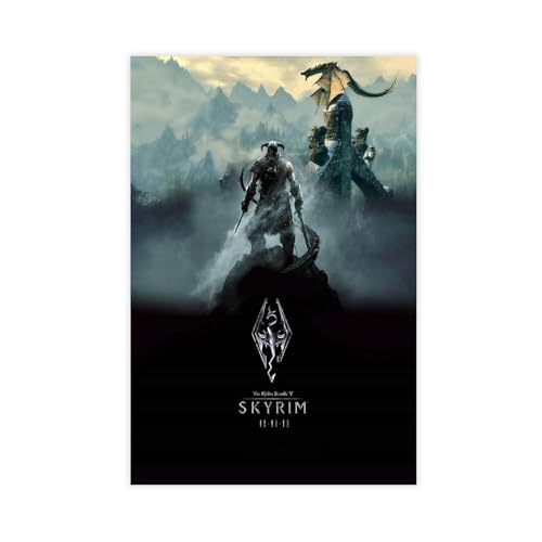 DGFRE Skyrim Game Leinwandposter im Unrahmen-Stil, 30 x 45 cm von DGFRE