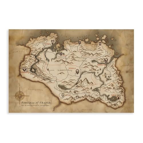 DGFRE Skyrim Game Leinwandposter im Unrahmen-Stil, 50 x 75 cm von DGFRE