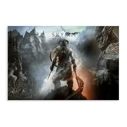 DGFRE Skyrim Game Leinwandposter im Unrahmen-Stil, 50 x 75 cm von DGFRE
