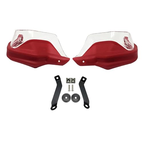 DGHBNP Motorrad-Seitenspiegel Motorrad Spiegel Set Fit Für Honda NC750X DCT NC750S NC700X NC 750 X 2013-2023 Motorrad Handprotektoren Schild Wachen Windschutzscheibe Hand(Red Clear Set) von DGHBNP