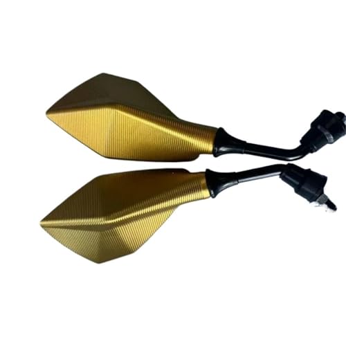 DGHBNP Motorrad-Seitenspiegel Motorrad Spiegel Set Motorrad Rückspiegel Ersatz Teile Roller E-Bike Rückfahr Hilfs Spiegel Modifizierte Zubehör(Gold) von DGHBNP