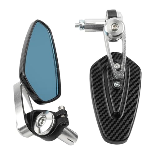 DGHBNP Motorrad-Seitenspiegel Motorrad Spiegel Set Motorrad-Rückspiegel Klarglas Scooter Bar End Lenkerspiegel Rückspiegel Zubehör(Silver) von DGHBNP
