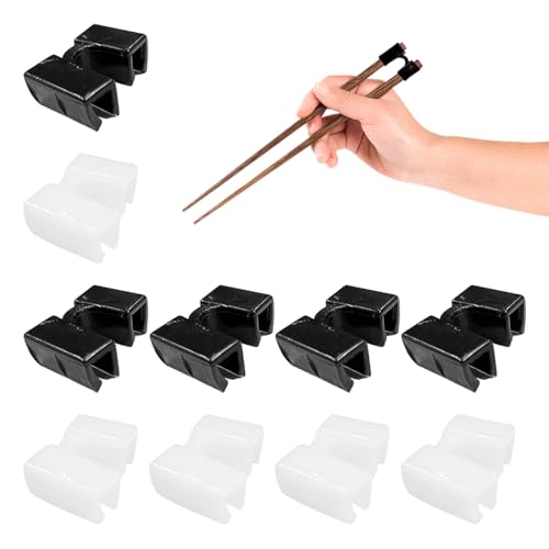 10 Stück Essstäbchenclips, Essstäbchenhilfen, Anfängertraining Essstäbchenwerkzeuge, Küchengeschirr, Geeignet Für Erwachsene Und Kinder (Schwarz Und Weiß). von DGHEGDUI