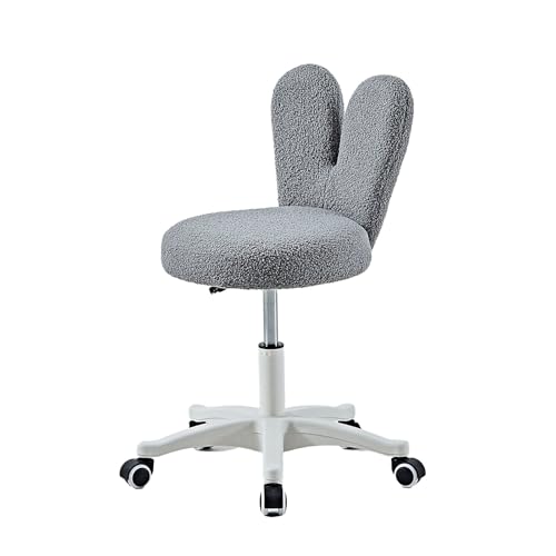 DGHNBMGNG Ankleidebürostuhl mit Rollen, mit Rückenlehne, Drehstühle mit Einstellbarer Höhe, Freizeithocker, geeignet for den Einsatz im Wohnzimmer, Büro, Ankleidezimmer und Anderen Szenen(Gray) von DGHNBMGNG