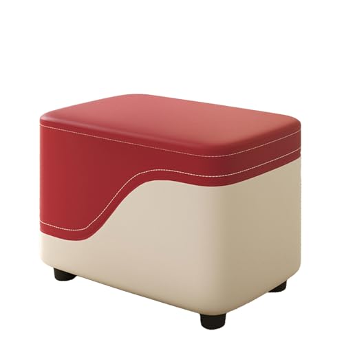 DGHNBMGNG Einfacher Kleiner Hocker for den Haushalt, Couchtisch, Sofa-Fußhocker, weicher Kleiner Stuhl, geeignet for Wohnzimmer, Küche, Schlafzimmer(Red1) von DGHNBMGNG