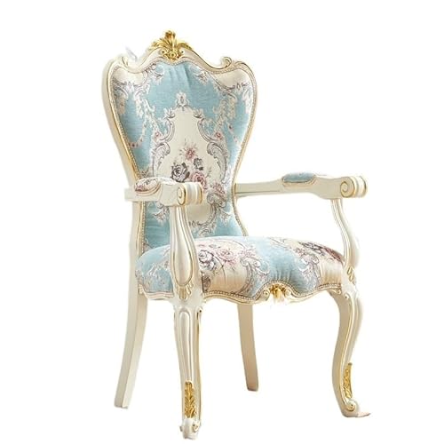 DGHNBMGNG European Style Armchair Dining Table Chair Leather Edge Walnut Legs Suitable for Kitchen Restaurant(Blue1) von DGHNBMGNG