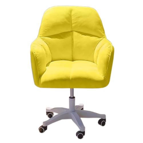 DGHNBMGNG Geeignet for Büro, Schlafzimmer, Schminktisch, Drehstuhl, Platzsparend, 360 ° Frei Drehbar, Bequem Und Atmungsaktiv, Stoffkissen, Kleiner Bürostuhl(Yellow) von DGHNBMGNG